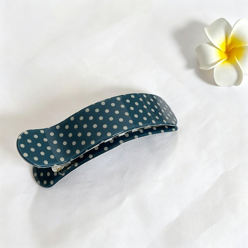 Curved Shape Hairpin Plaid Hair Barrettes Elegant Polka Dot Duckbill Clip Half Up Hair