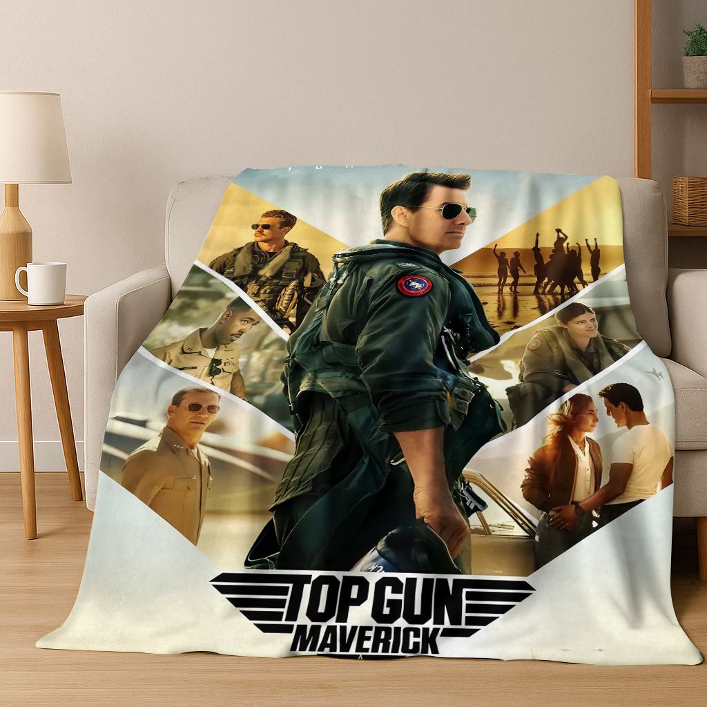 Плед Фланелевый 'Top Gun' с Томом Крузом и Истребителем, Уютный Мягкий Плед для Дома, Спальни, Кровати, Дивана, Пикника, Офиса