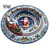 Durable Entrance Rug for Winter Round 3D Christmas Rug, Vortex Optical Illusion Area Santa Snowman Staircase Easy to Clean Holiday Depth Pattern,