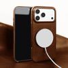 Магнитный чехол из натуральной кожи для iPhone 15 16 17 Pro Max Чехол для телефона для беспроводной зарядки Magsafe Задняя крышка 15Pro 17Pro Max