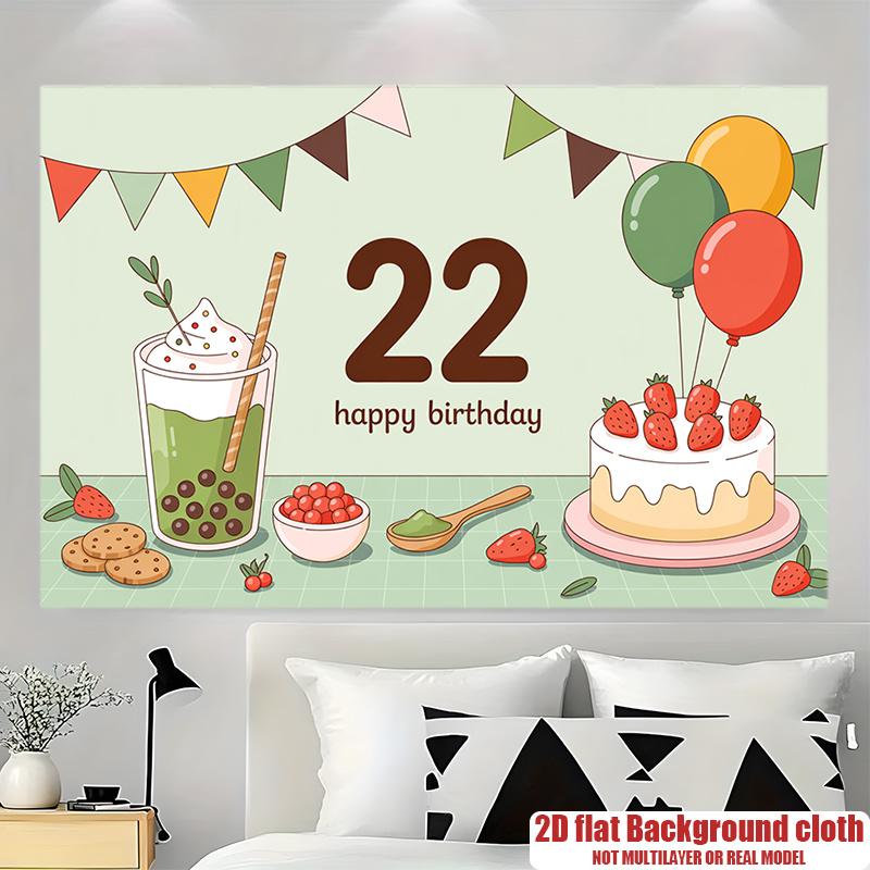 Birthday Party Gifts Banner, Multicolor Polyester Backdrop for Wall Hanging Decor