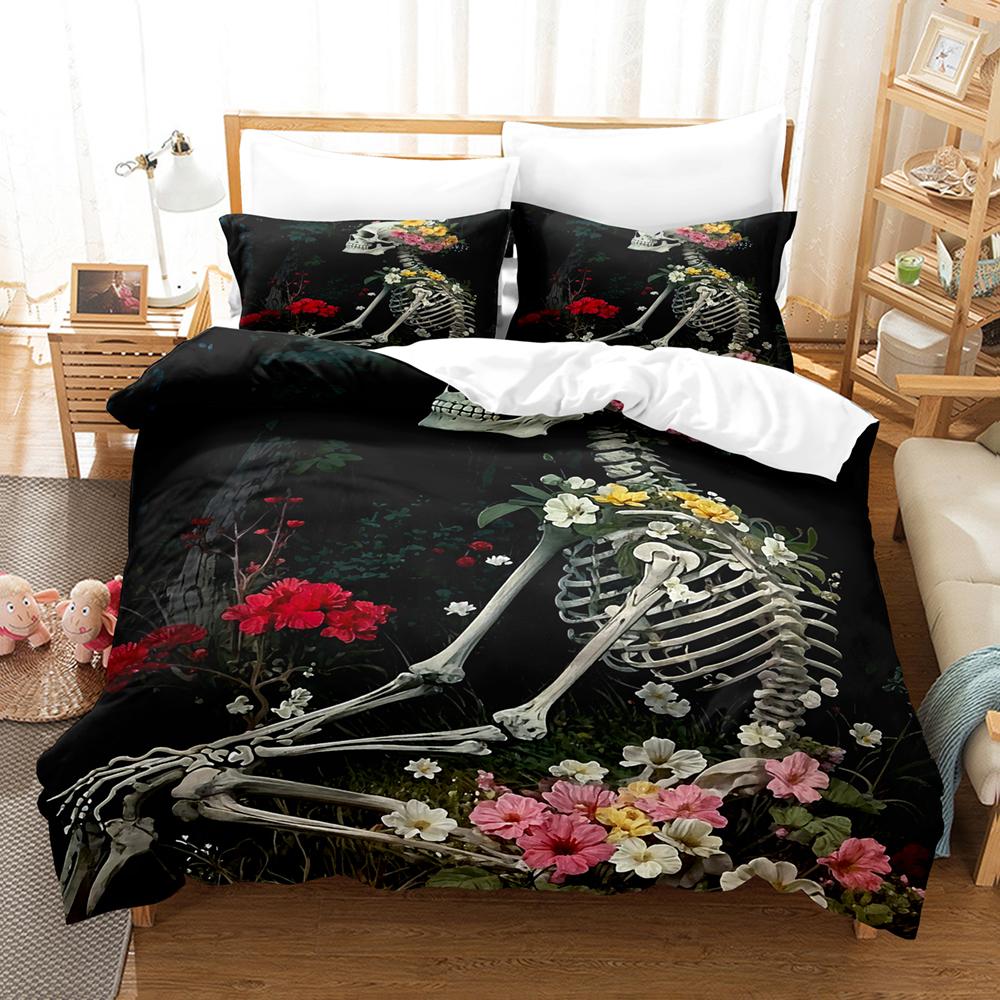 Happy Halloween Bedding Set 3D Digital Printing 2-3 Piece Set (No Core) Suitable for Bedroom Duvet Cover Set Halloween Decor