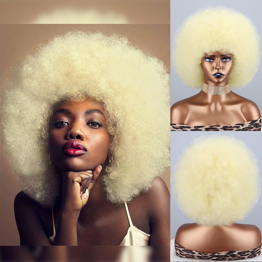 XINRAN Fluffy Wigs Synthetic Short Curly Wig Large Roll Extension Large Short Curly Flexible Soft Natural Full Bob Wigs For Women Cosplay Daily