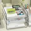 2Pcs Layered Stackable Desk Organizer Paper Tray Transparent Design Multi-Functional Storage Container Desk Accessories