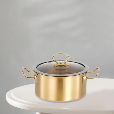 Корейская кастрюля для приготовления лапши с антипригарным покрытием и крышкой, быстро нагревающаяся прочная кухонная утварь из нержавеющей стали