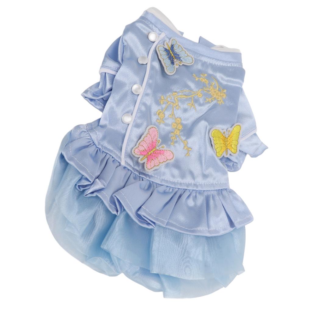 Pet Chinese Style Clothes Spring and Summer Embroidered Skirt Dog Cheongsam Clothes Suitable for Puppy Cat