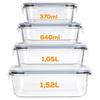 4X Heat-Resistant Glass Kitchen Food Containers Set