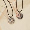Sun & Moon Magnet Couple Necklace with Heart-Shaped Projection 'I Love You' In 100 Languages