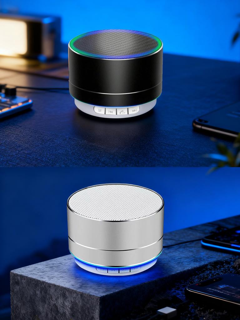 Светящаяся Bluetooth-колонка RGB с металлической текстурой, новый аудио-партнер для домашних видео и стильных outdoor-вечеринок