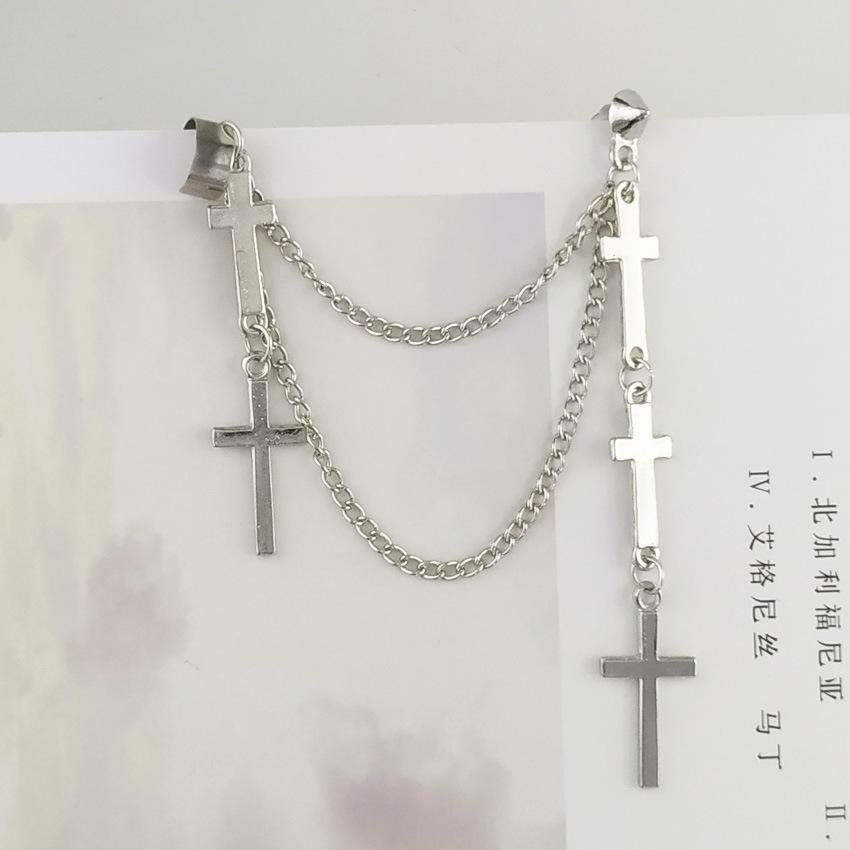 Женские серьги с крестом, преувеличенные классические современные металлические христианские серьги-цепочки с подвесками, массивные серьги для девочек, 1 шт.
