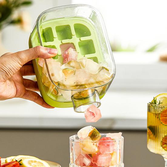 Лоток для льда с крышкой для морозильника, многоразовый вертикальный льдогенератор для быстрого приготовления льда, бесконтактное открывание, простая пресс-форма для льда для коктейлей из виски