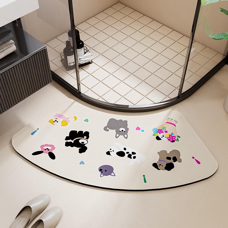 Коврик для ванной Впитывающий воду Нескользящий Не требующий стирки Ковер Изогнутый Минималистичный Бежевый Коврик для ванной Дверь Домашнее украшение Коврик для ног