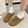 Fashion Faux Suede Flat Slippers Women New 2024 Autumn Vintage Close Toe Mules Shoes Woman Soft Sole Cork Slides Outdoor Slippers