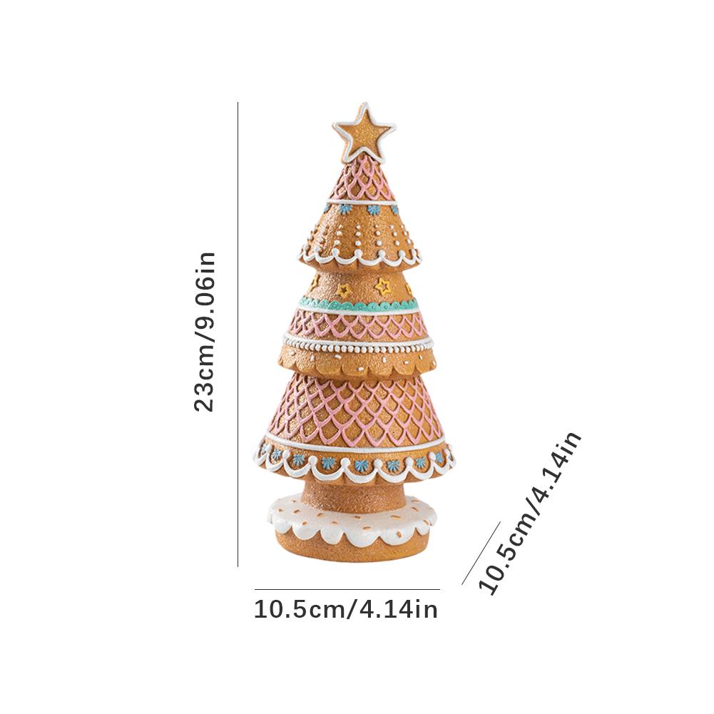 Gingerbread Christmas Village Tree Decor Figurines Festive Holiday Ornament Tabletop Mantel Shelf Home Decoration House Reindeer