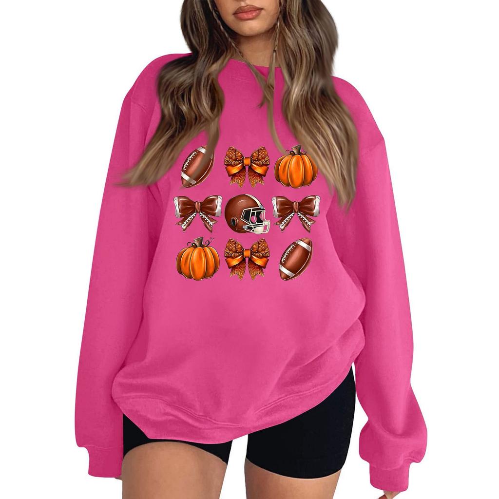 Women's Round Neck Long Sleeve Pullover Halloween Printed Top Sweatshirt