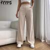 YYFS Женские модные повседневные однотонные брюки с высокой талией и принтом, брюки и капри