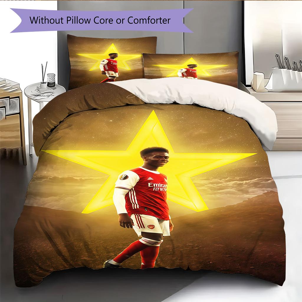 Bukayo Saka Force Bedding Quilt Set Quilt Cover Pillowcase Home Decoration Birthday Gift (1 * duvet cover + 2 * pillowcase, without core)