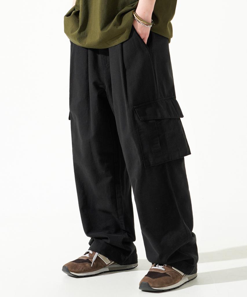 PERSTEP Cool Mix Pigment Linen-Like Cargo Long Pants Black Julp4620