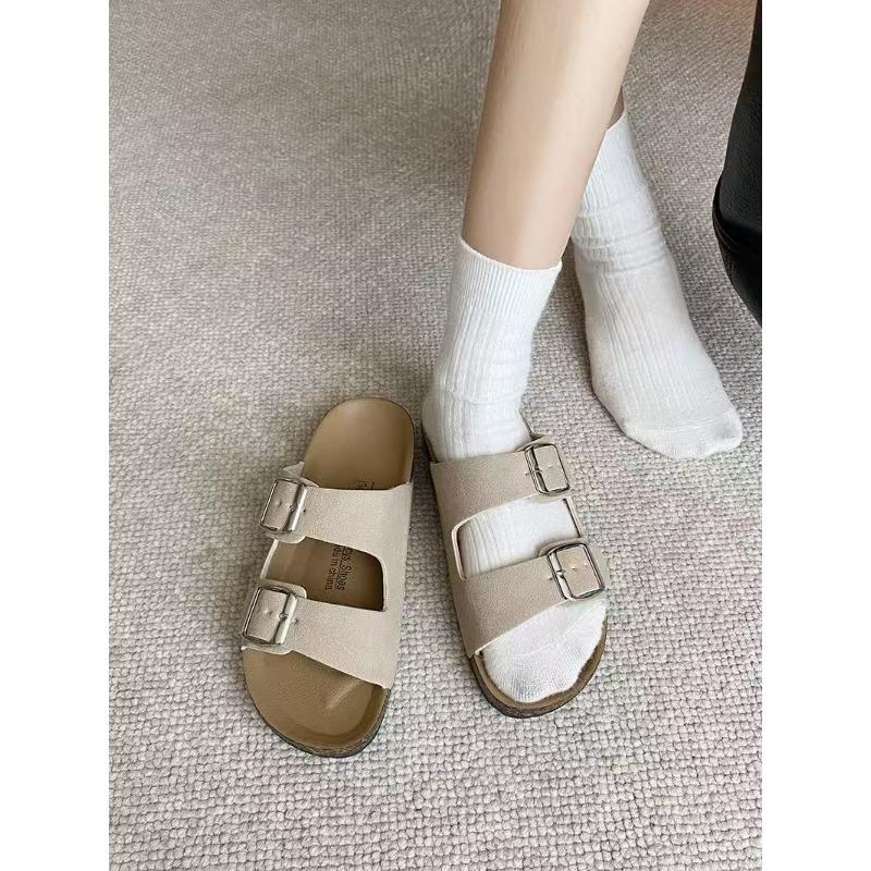 LUXSOLE Classic Arizoan Men Suede Slippers Men Clogs Sandals Cow Suede Outdoor Antiskid Slippers with Adjustable Buckle Straps
