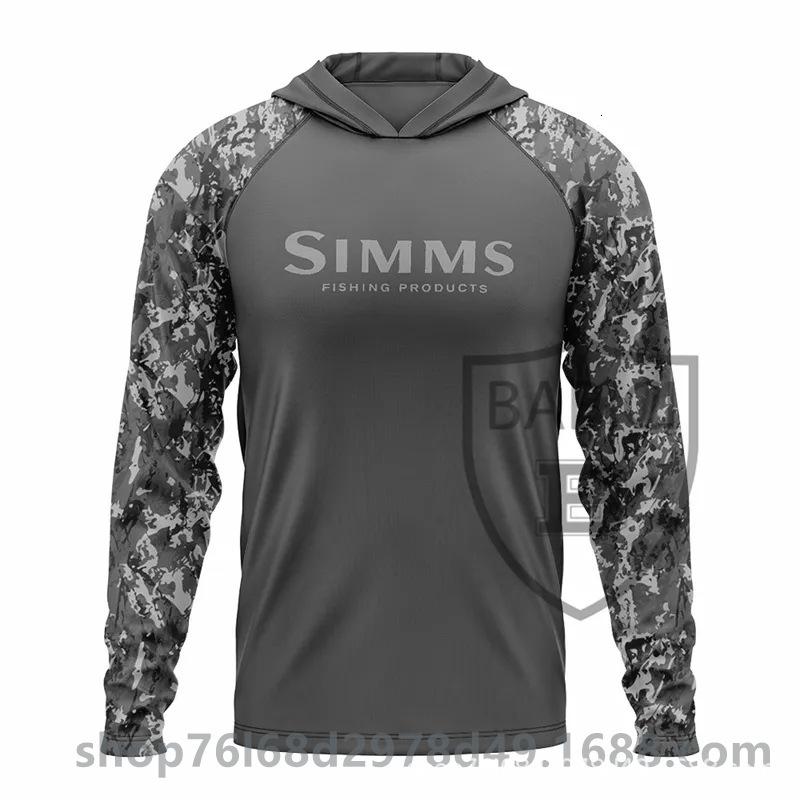 Камуфляжный рыболовный костюм Simms UPF50 с длинным рукавом, худи, быстросохнущий, дышащий, солнцезащитный, летний мужской костюм для морской рыбалки