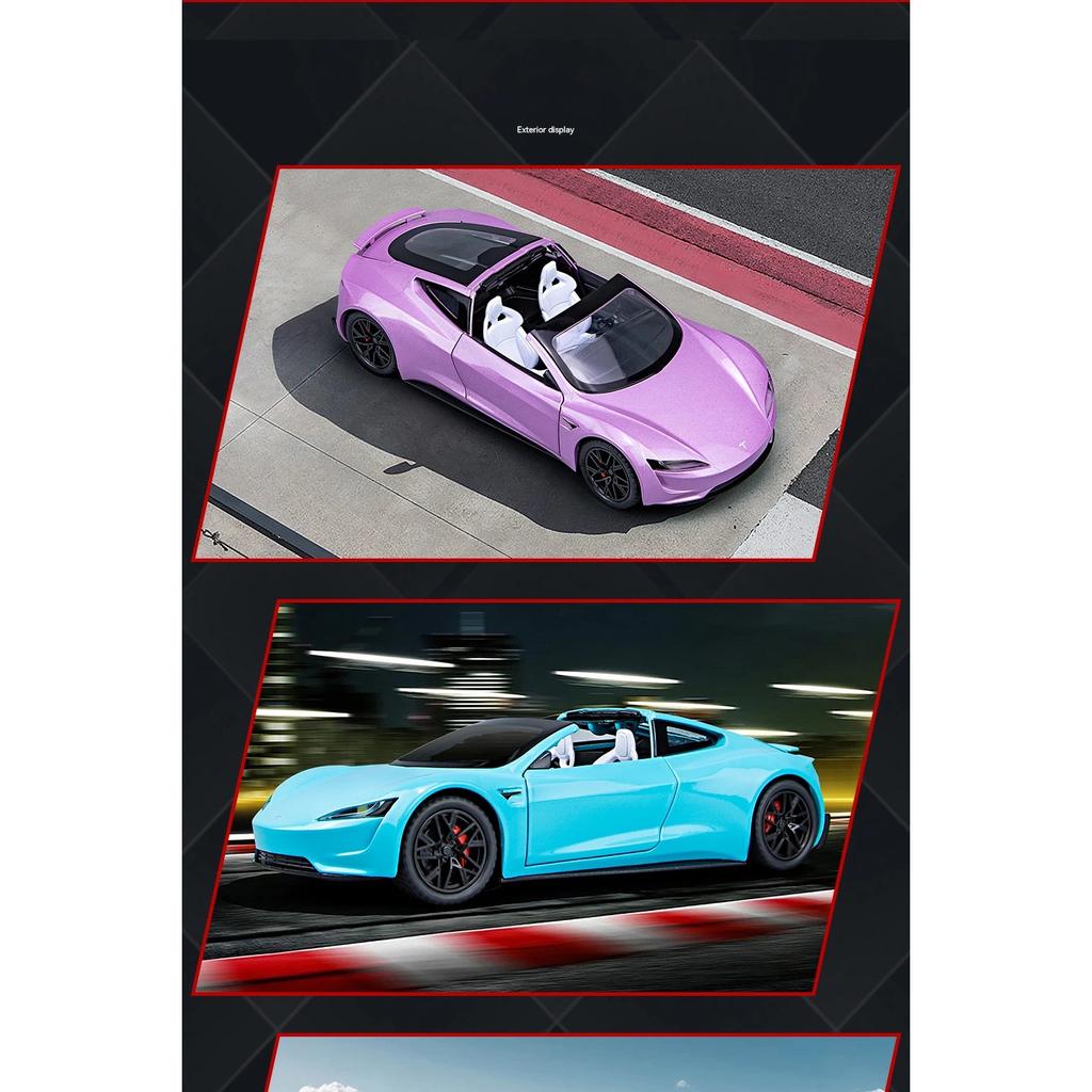 1/24 Tesla Roadster Supercar Alloy Model Car Toy Diecasts Metal Casting Sound and Light Car Toys for Children Vehicle