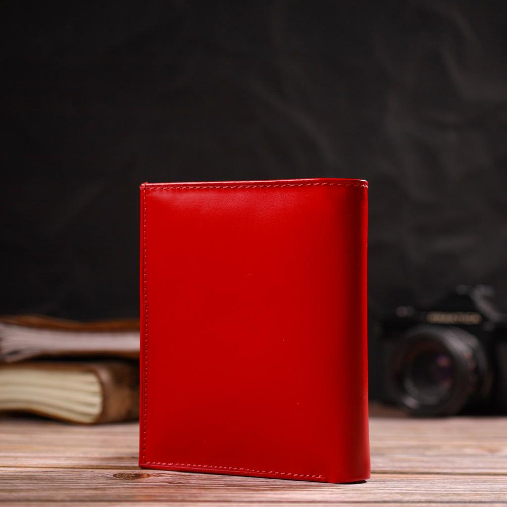 Яркий кошелек для женщин среднего размера из натуральной гладкой кожи CANPELLINI 21814 Красный