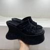 Женские шлепанцы на платформе со складками и леопардовым принтом, сандалии на толстой подошве, летние балетки слипоны, верх из шелка, обувь для трансграничной торговли