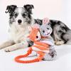 Wear Resistant Plush Dog Toys Tug Rope Toy, Cute Fox Rabbit Squeaky Chew Toy with Crinkle Paper, Aggressive Chewers Interactive Pull for Medium Large