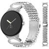Watch Band for Google Pixel Watch 3 41mm/Watch 2/Watch Seven Bead Stainless Steel Strap with Rhinestone Ox Horn Style Connector