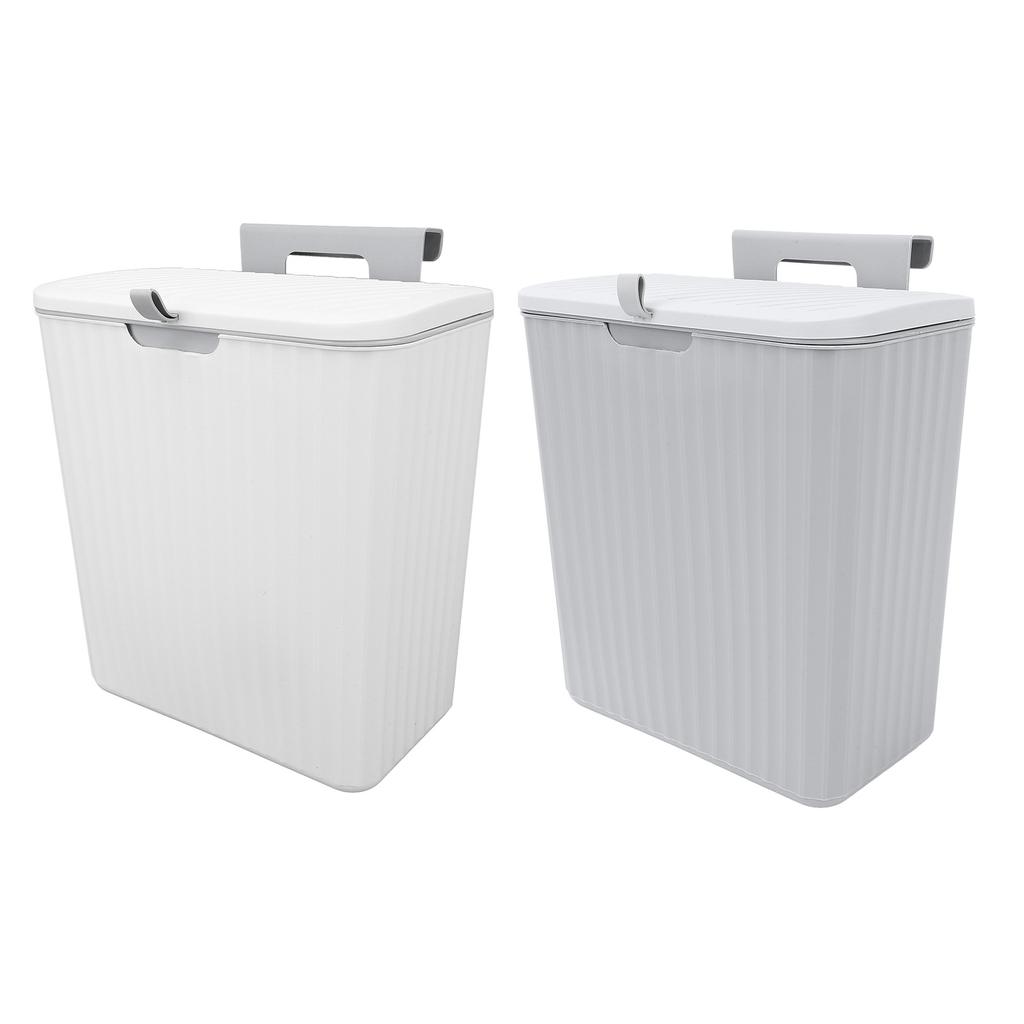 9L Kitchen Trash Can Wall Mounted with Lid Hanging Cabinet Door Trash Can for Kitchen Bathroom