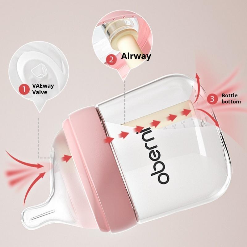 Oubani 210 мл Эксцентричная пустышка для новорожденных Стеклянная бутылочка Против метеоризма Против плевков Против удушья Детская бутылочка