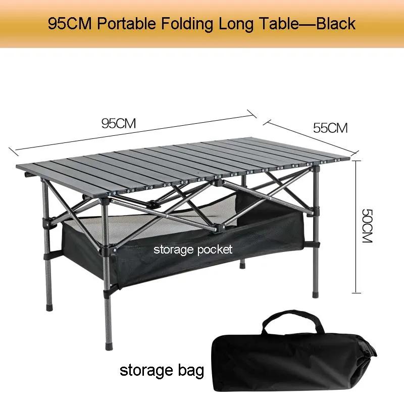 Outdoor Folding Long Table Portable Storage Universal Camping Space Saving Desk Easy To Install with Net Sturdy and Stable Table