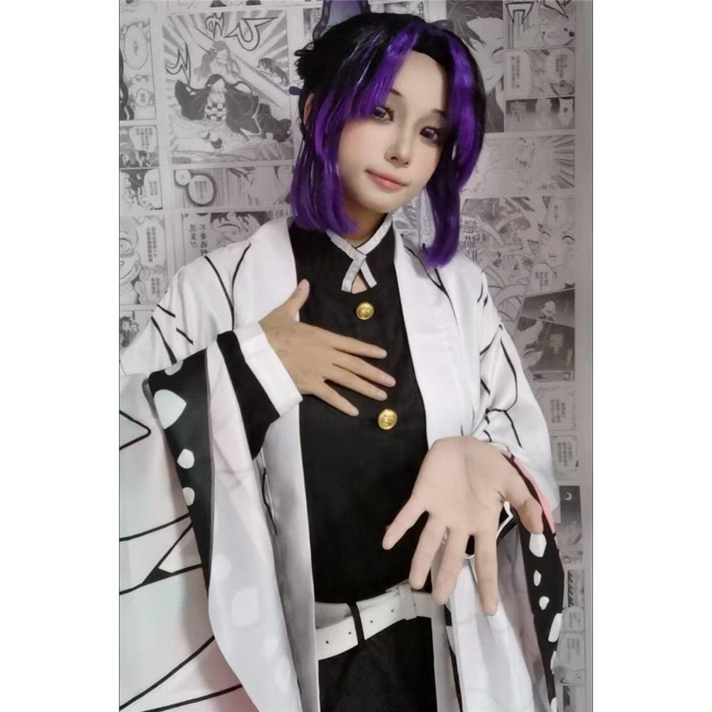 Аниме Demon Slayer Kimetsu No Yaiba Kochou Shinobu Косплей Костюм Парик Комплект Кимоно Униформа Хэллоуин Аниме Костюмы для Взрослых Детей