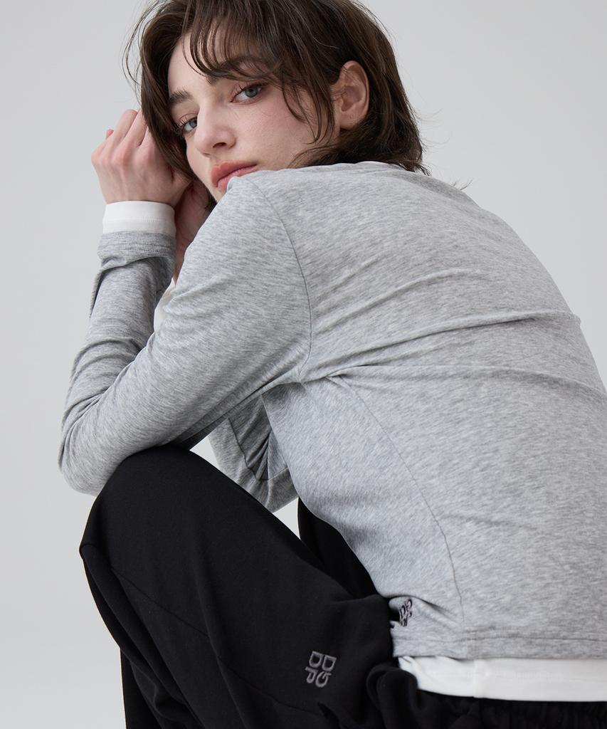 DANGLEDROP Dgdp Layered Basic Long Sleeve_Melange Grey