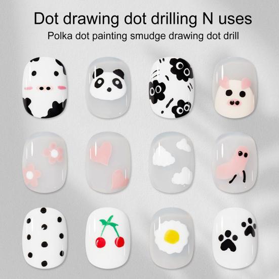 Набор ручек для дизайна ногтей с 4 сменными головками для бусин, цветочный узор в горошек, стразы, тонкий аппликатор для нанесения клея, для самостоятельного использования в салоне