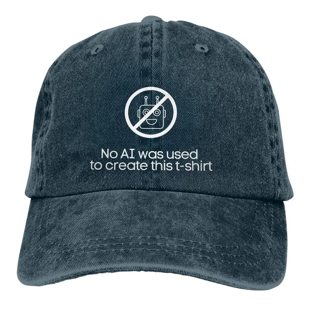 Стираная мужская бейсболка AI Vs Human No Trucker Snapback Ковбойские кепки Dad Hat ChatGPT Golf Hats