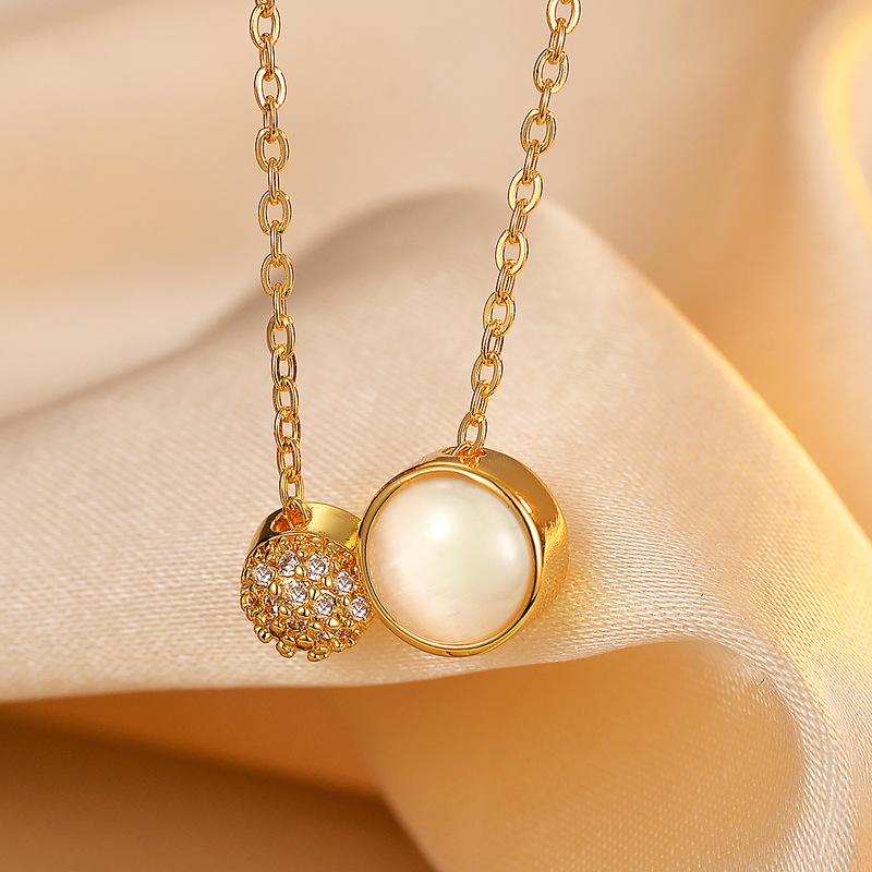 Ожерелье с круглым опалом и бриллиантами, женская легкая, роскошная, высокого класса, темпераментная, простая и универсальная, модная, нишевая, цепочка на ключицу