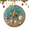 Christmas Pendant Starfish Shell Design Coastal Hanging Ornament with Lanyard Seasonal Home Decor Gift