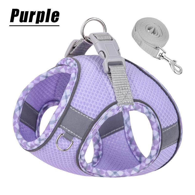 Комплект поводков для домашних животных, мягкий регулируемый дышащий сетчатый поводок без тяги и жилетный ремень для щенков, маленьких, средних собак и кошек