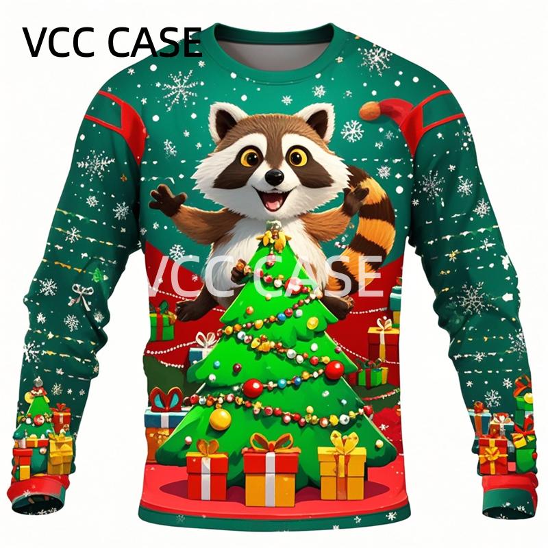 Christmas T-shirt Long Sleeved Round Neck Y2k T Shirts