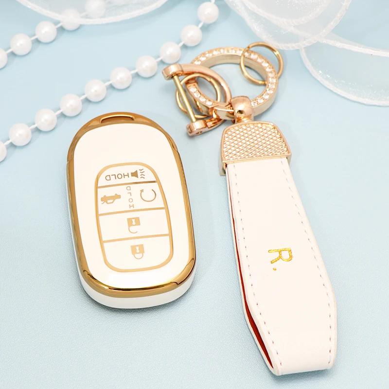 Чехол для ключа из ТПУ для Honda Civic Accord HR-V CR-V CRV 2021 2022 2023 5 кнопок Автомобильный брелок Корпус Держатель для ключа Аксессуары