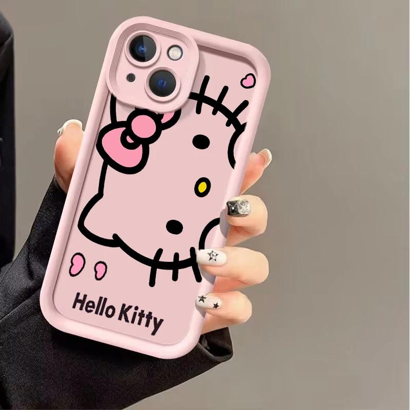 Розовый мультяшный чехол Hello Kitty для iPhone 17 16 Pro Max 17 Air 16e 15 14 13 12 11 Pro Max 14 15 16 Plus INS Силиконовый чехол