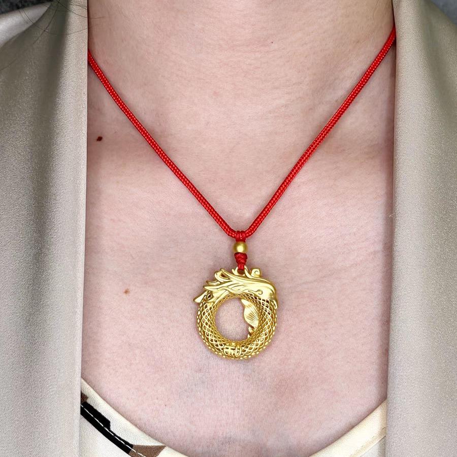 Золотая Дракон и Феникс Зодиакальная Подвеска - Унисекс Подвеска для Года Дракона