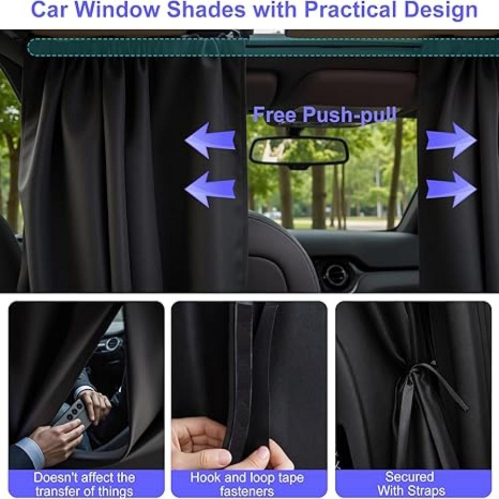 Car Rear Partition Curtain Detachable Privacy Sunshade Curtain for Travel Camping Nap Night Automotive Interior Accessories