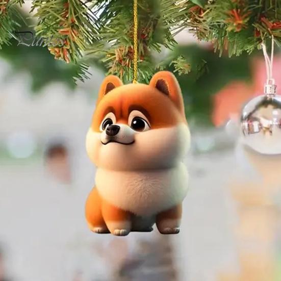 Подвесное украшение для автомобиля, симпатичная собачка, подвеска для зеркала заднего вида с шнурком, простая в установке акриловая подвеска для автомобильного зеркала