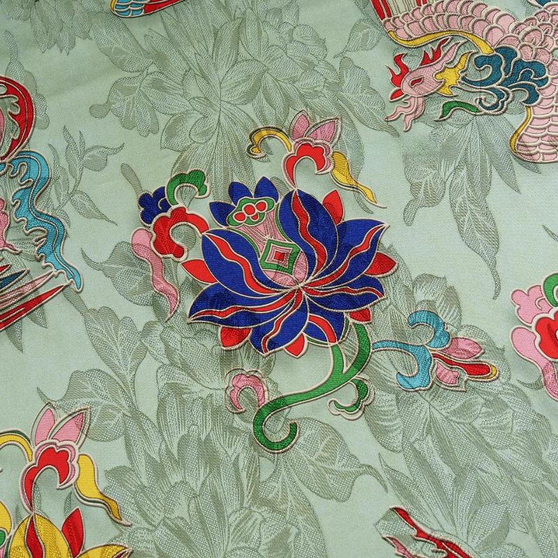 Светло-зеленая Жаккардовая ткань с узором Цветок Феникса Ткань с тиснением Материал для шитья своими руками Ткань для платья Ципао Сатиновый материал для одежды