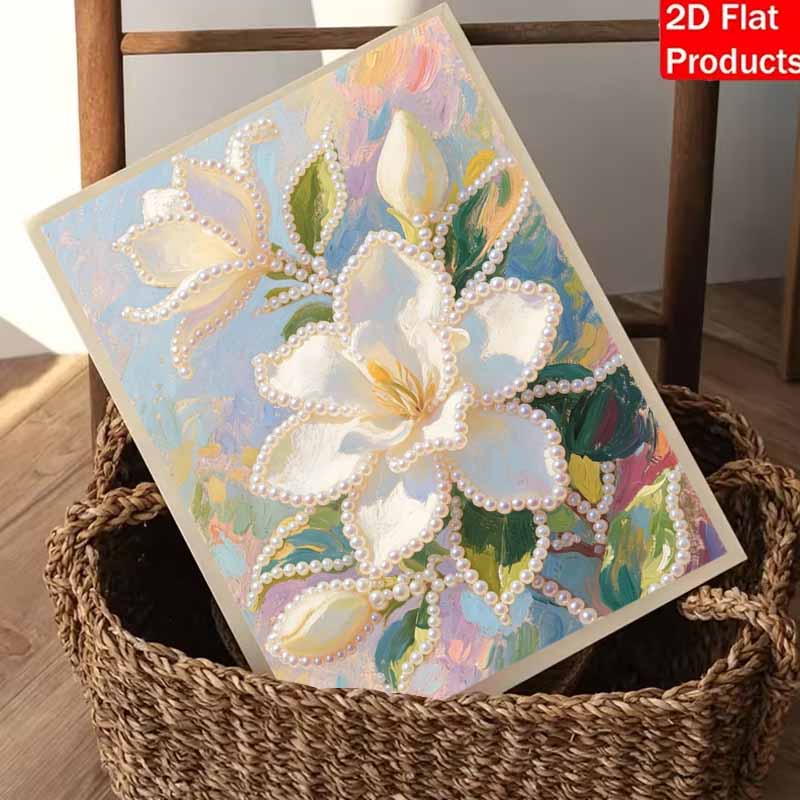 Жемчужная живопись ручной работы DIY 5D набор для жемчужной живописи цветок белой магнолии домашнее настенное украшение искусство