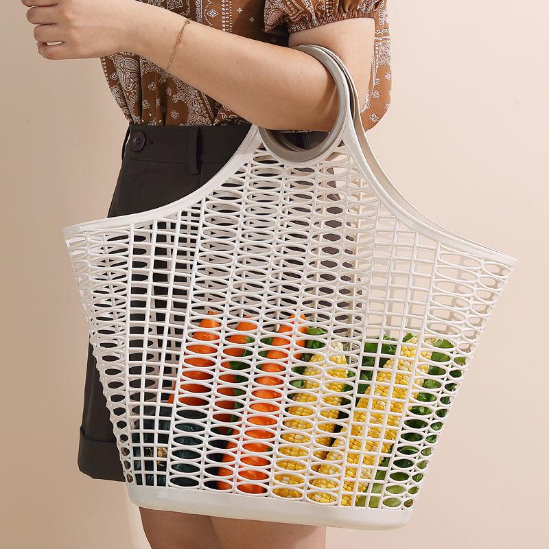 Корзина для овощей, переносная корзина для покупок, пластиковая корзина для хранения овощей и фруктов, японский стиль, толстая переносная корзина