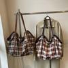 Casual Plaid Canvas Bag for Women  Versatile Shoulder Bag  Large Capacity  New Fashion