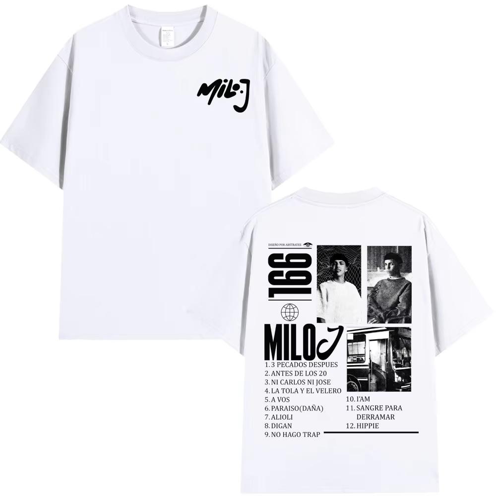 Rapper Milo J 166 Tour 2026 Album T Shi6rts Men Retro High Quality Short Sleeve Tshirts Oversized Tee Cotton TShirt Streetwear